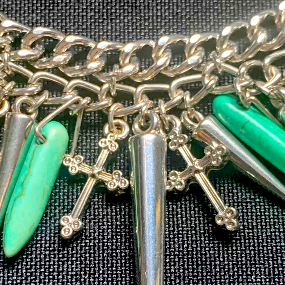 💚Genuine TURQUOISE & Multiple Cross Necklace by Cookie Lee - Picture 5 of 5